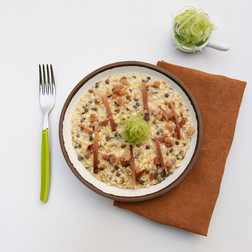 risottato miglio lenticchie sedano speck