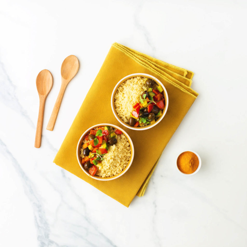 cous cous con verdure e curcuma topview
