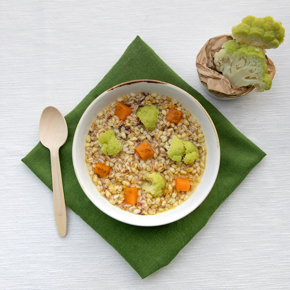 Zuppa cereali lenticchie broccoli zucca