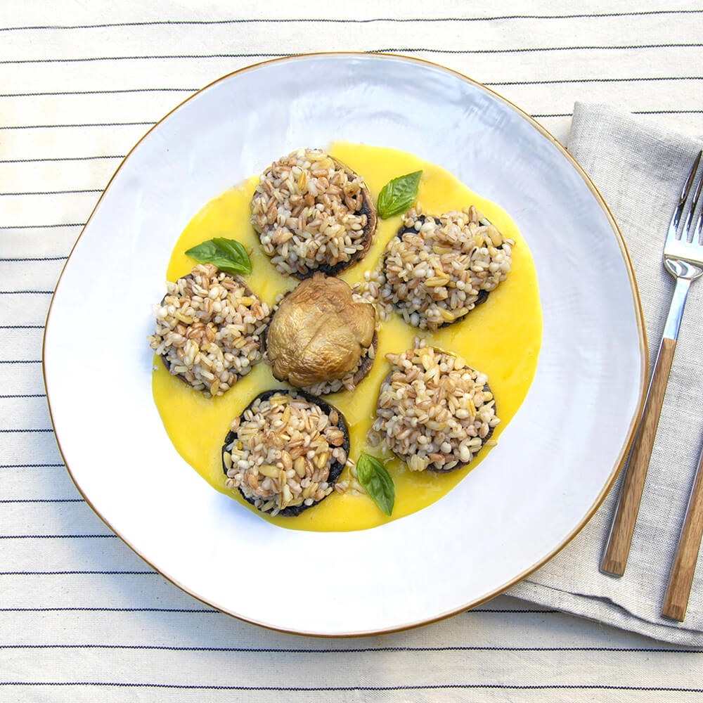 funghi arrosto ripieni cereali